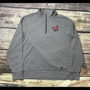 New Era Sweater Men's Medium 1/4 Zip Sweatshirt Pullover Butterfly Gray